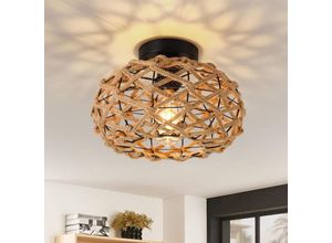 0699902983568 - Comely - Rattan Deckenleuchte Halbflächenmontierte gewebte Rattan-Deckenleuchte Küstlerischer Boho Rattan Deckenleuchte für Bauernhaus Schlafzimmer