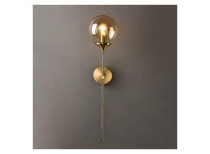 0699903454722 - Industrielle Vintage Wandlampe LED Wandleuchte für den Innenbereich E14 Golde Nachttischlampe Amber Glass Ball Wandleuchten für Schlafzimmer