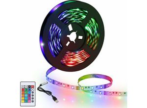 0699904076039 - Aiskdan - 5M LED-Streifenlicht flexibles RGB-LED-Raumlicht mehrfarbiger LED-Lichtstreifen mit Fernbedienung für Schlafzimmer Küche Fernseher