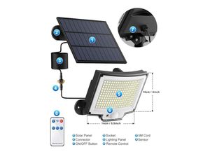 0699904803635 - Solarleuchte für den Außenbereich 318 LEDs Bewegungsmelder LED-Wandleuchte Kaltweiß 6000 k für Innenhof Garten Korridor Terrasse in der Nähe