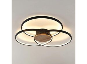 0699905295101 - Moderne Schwarze LED-Deckenleuchte Kreatives Design mit Drei Kreuzenden Ringen 56W Warmes Licht 3000K Durchmesser 54cm Geeignet für Wohnzimmer