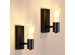 0699905851345 - Delaveek - 2 Stück andleuchte Innen Retro Wandlampe E27 Basis Für Schlafzimmer Wohnzimmer Flur Diele Schwarz