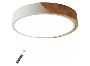 0699905999511 - Delaveek - Dimmbare moderne Holz-LED-Deckenleuchte Rund Deckenlampe Dimmbar 3000K-6000K für Wohnzimmer Schlafzimmer Esszimmer Büro - Weiß