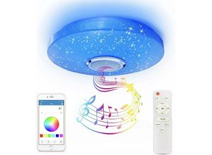 0699907553476 - 36W Dimmbare RGB-LED-Deckenleuchte mit musikalischem Farbwechsel und Bluetooth-Lautsprecher geeignet für Badezimmer und Schlafzimmer - Aiskdan