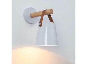 0699908653670 - Delaveek - Wandleuchte Innen Holz Retro Wandlampe E27 Basis Für Schlafzimmer Wohnzimmer Flur Diele Weiß