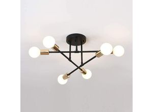 0699909694481 - Delaveek - Moderne Deckenleuchte 6 Lichter Vintage-Lampe Industrie-Kronleuchter E27-Pendelleuchte Vintage-Deckenleuchte E27-Deckenleuchte für