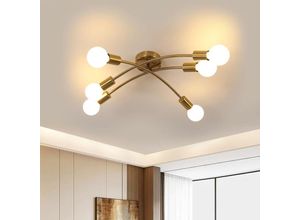 0699910848804 - Goeco - Industrielle Pendelleuchte 6 Lichter Vintage Deckenleuchte aus Eisen E27 Moderne Goldene Sputnik-Hängelampe für Wohnzimmer Schlafzimmer