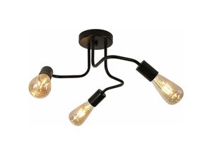 0699911805752 - Deckenleuchte Vintage E27 Basis 3 Lichtern Deckenlampe Für Wohnzimmer Schlafzimmer Esszimmer Büro Schwarz