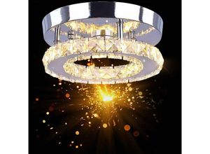 0699912501271 - Aiskdan - Lustre Cristal Moderne pour Chambre Plafonnier en Cristal 16W Ø20CM Lampe de Plafond led Couloir Cuisine Trois Modes 3000 à 6500K