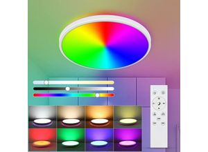 0699914458559 - Dimmbare LED-Deckenleuchte 24W rgb Moderne Deckenleuchte 6 Farben Dunkle Beleuchtung Ferngesteuerte Deckenleuchte für Wohnzimmer Schlafzimmer