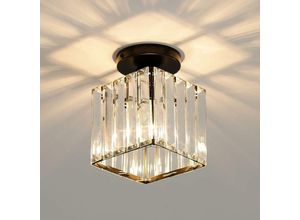 0699915160581 - Aiskdan - Mini Crystal Ceiling Light Modern Crystal Chandelier led Ceiling Light for Hallway Entrance Restaurant Bar E27 (Black)