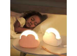 0699917758465 - Delaveek - Nachtlicht Kind Nachtlicht Baby mit Dimmfunktion Knopf LED-Nachtlicht wiederaufladbar Nachttischlampe mit 4 Modi (Weiß+Rose)