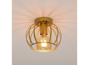 0699920347939 - Goeco - Deckenleuchte Vintage E27 Basis Cage Deckenlampe Für Küche Esszimmer Schlafzimmer Flur Flur Eingang Balkon Gold