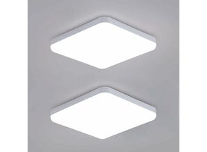 0699920852297 - Goeco - 2 Stück led Deckenleuchte Kaltweiß 6000K Quadrat 25x25cm Deckenleuchte für Badezimmer Wasserdicht IP54 Für Bad Schlafzimmer Wohnzimmer