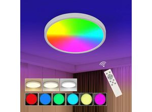 0699921244886 - Aiskdan - Dimmbare RGB-LED-Deckenleuchte 24W 2520lm Deckenleuchte mit Fernbedienung 2700-6500K Wasserdicht IP54 für Bad Schlafzimmer Wohnzimmer