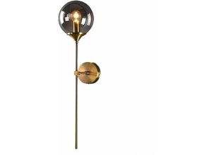 0699922500332 - Aiskdan - Vintage Industrial Wandleuchte Bernstein Glaskugel mit Goldarm-Wandleuchte mit langem Arm goldene Wandleuchte für das Bett (Bernstein)