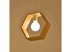 0699923980232 - Aiskdan - Wooden Pendant Light Indoor Nordic Simple Natures Wood Geometric Pendant Lamps E27 for Dining Room Living Room Office Cafe (Hexagonal Shape)