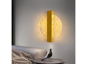 0699924425732 - LED-Wandleuchte 12W aus Aluminium runde Gold-Design aus Acryl für Wohnzimmer Schlafzimmer Treppe Flur - Warmweiß 3000K 1500 Lumen