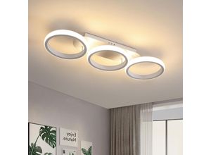 0699925836704 - Aiskdan - Moderne 30W LED-Deckenlampe Kreatives 3-Ring-Design 53cm Durchmesser Perfekt für Wohnzimmer Schlafzimmer Flur Esszimmer Warmes Licht