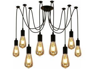 0699928091308 - Aiskdan - Industrielle Vintage Pendelleuchte Spinnenlampe 8 Arme verstellbare Kronleuchterlampe Retro Edison diy Deckenbeleuchtung für Wohnzimmer