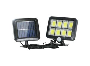 0699931596838 - Delaveek - Solarbetriebene Außenleuchte mit Bewegungssensor Sicherheitslampe mit 5m Kabel und IP65 Wasserbeständigkeit 160 LEDs und 3 Modi für