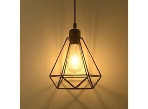 0699934256364 - Aiskdan - Lampe Suspension Vintage Suspension Luminaire Industrielle Rétro Lustre Plafonnier led E27 Lustre Noir Lampe Cage Éclairage de Plafond