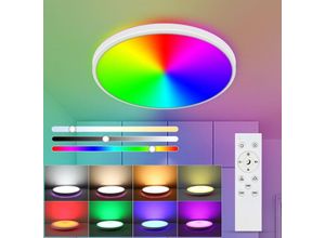 0699935045714 - Aiskdan - LED-Deckenlampe 24W rgb dimmbar 2520lm mit Fernbedienung 2700K-6500k IP44 Wasserdicht Ideal für Bad Schlafzimmer Wohnzimmer Küche