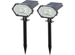 0699936512802 - COMELY 2er-Set Outdoor-Solarstrahler 35 wasserdichte LEDs IP65 einstellbar mit 4 Beleuchtungsmodi 180° Outdoor-Solarstrahler für Garten Hof Wege