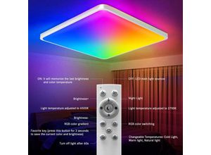 0699938161220 - Dimmbare LED-Deckenleuchte 24 W RGB-LED-Deckenleuchte Smart-App-Deckenleuchte Schlafzimmer Wohnzimmer 2400 lm Alexa-Lampe mit Fernbedienung