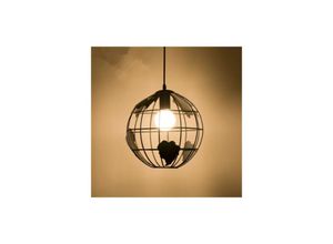 0699939883794 - Aiskdan - Kugel-Pendelleuchte Vintage Industri Pendelleuchten im Eisenkugel-Design Deckenleuchte für Wohnzimmer Esszimmer Flur Restaurant (Schwarz)