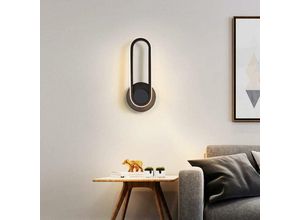 0699940263370 - Delaveek - led Wandleuchte Moderne Oval Wandlampe Dimmbar 3000K 4000K 6000K Für Schlafzimmer Wohnzimmer Flur Diele Schwarz