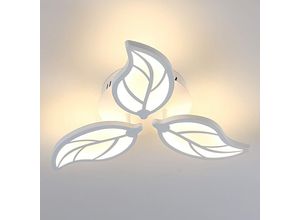 0699941814991 - Delaveek - 30W Moderne led Kronleuchter Zimmer led Deckenleuchten Warmweiß 3500K 3-Licht Blattform Kronleuchter-Lampen für Wohnzimmer Esszimmer