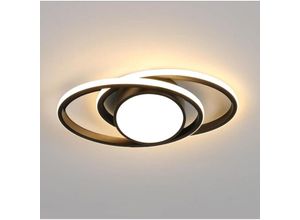 0699944555013 - COMELY Moderne LED-Deckenleuchte 39W Kreativ Doppel-Ellipse Durchmesser 39cm für Schlafzimmer Wohnzimmer Küche Flur Eingang - Schwarz - Warmes