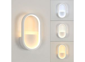 0699945107952 - Goeco - led Wandleuchte Dimmbare Moderne Oval Wandlampe Dimmbar 3000K 4000K 6000K Für Schlafzimmer Wohnzimmer Flur Diele Weiß