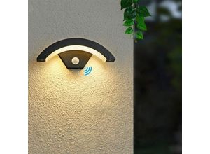 0699945580762 - Comely - 12W LED-Außenwandleuchte 3000K Schwarz mit Bewegungssensor kreative Außenwandleuchte IP65-Aluminium für Flur Veranda Balkon Garten
