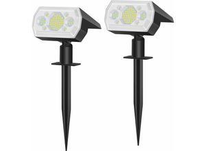 0699946324198 - Außen Solarspot 2 Pack IP65 Außen Solarlampe 180 ° 180 ° Solarprojektor mit 3 Modi 64 LEDs Solar -Außenbeleuchtung 6500k für Garten Innenhof