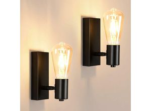 0699946831306 - Goeco - 2 Stück andleuchte Innen Retro Wandlampe E27 Basis Für Schlafzimmer Wohnzimmer Flur Diele Schwarz