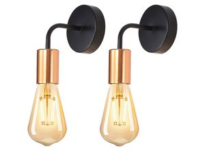 0699946833058 - Aiskdan - Mini Industrial Wall Light Pack of 2 Wall Lamps Wrought Iron Black and Gold for Restaurant Bedroom Living Room Decoration