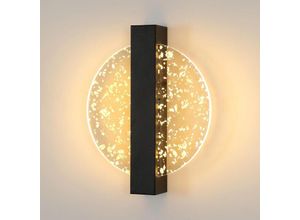 0699951910775 - Goeco - LED-Wandleuchte Innen Schwarz 12W 1500LM Warmweiß 3000K Kreatives Rundes Design mit Blattgold Moderne Wandleuchte für Schlafzimmer