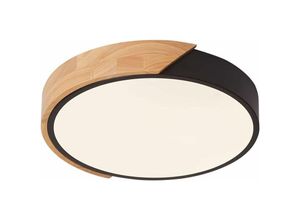 0699952250702 - 30W Moderne LED-Deckenlampe Makkaron Schwarz Rund aus Holz 305cm (Neutrales Licht 4000K) - Aiskdan