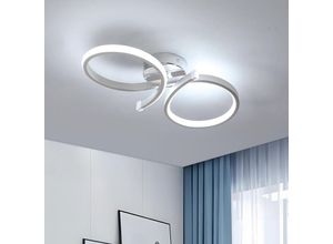 0699952849258 - Comely - Deckenleuchte led 28W 3150LM Moderne Leuchte mit Zwei Silbernen Ringen Deckenbeleuchtung für Schlafzimmer Esszimmer Wohnzimmer Küche