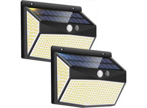 0699955082546 - Goeco - Solar-Außenleuchte 318 led 3 Seiten Solar-Außenlicht 3 Modi IP65 wasserdichte Außenleuchten Solar-Wandleuchte mit Bewegungss 2er-Pack