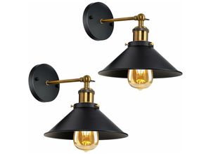 0699958406660 - Delaveek - 2 Stück Applique Murale Intérieur Vintage Lampe murale E27 Base Pour Chambre Restaurant Couloir Café Bar Noir