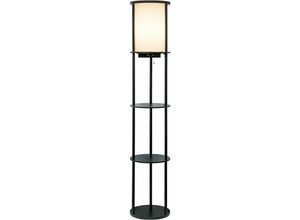 0699958479145 - Stehlampe Wohnzimmer Noire mit Holzregal hohe Lampe mit Zugstange modernes Design für Wohnzimmer und Büro Dekoration Zylindrizität (ohne Glühbirne)