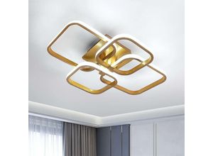 0699960144956 - LED-Deckenlampe Gold 60W Moderne Deckenleuchte 6000K 4 Quadrate beleuchten die rechteckige Decke für Wohnzimmer Schlafzimmer oder Büro - Aiskdan