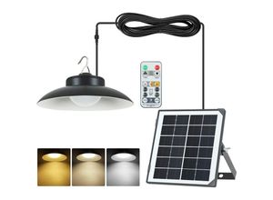 0699961898599 - Solar Hängelampe für Außen IP65 Wasserdicht Solarpanel Solarlampe Mit Fernbedienung 3000K4000K5000K Dimmbar Schwarz Solar Pendelleuchte für Außen