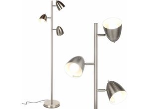 0699962718193 - Moderne Wohnzimmer-Stehlampe mit 3 verstellbaren Köpfen E27 mit 18 m langem Kabel mit Fußschalter für das Wohn- und Schlafzimmer Satin Nickel (ohne