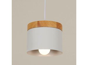 0699963894223 - Aiskdan - Suspension Luminaire Vintage Plafonnier Industriel en Bois et Métal Lustre Plafonnier Moderne Blanc abat-jour E27 applique éclairage pour