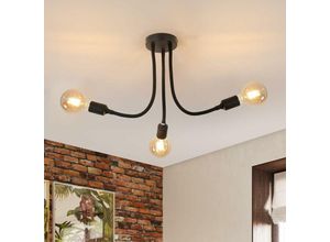 0699966186585 - Goeco - Deckenkronleuchter 3 Lichter Retro Black Metall Deckenleuchte E27 -Grund -Salon -Kronleuchter leichter Arm verstellbar Deckenlampe für