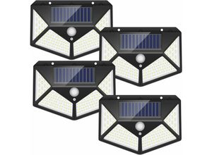 0699966864285 - 4 Stück Solar Wandleuchte mit Bewegungserkennung LED Wandlampe Kaltweiß 6000K Für Hof Garten Flur Terrasse Nahe Wand Pathway Patio Villa